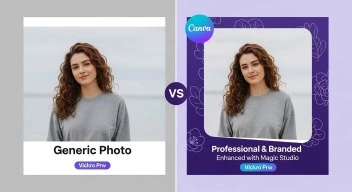 Canva Pro AI design tool before and after for small business social media