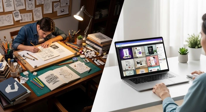 Canva AI features review showing Magic Studio interface with AI-generated designs