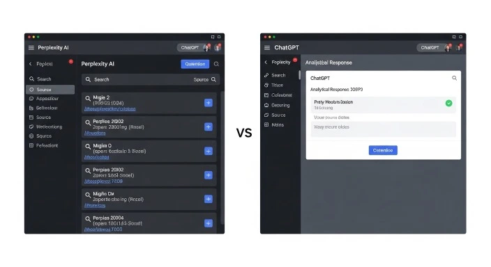 Perplexity AI review comparing interface and results with ChatGPT for research queries